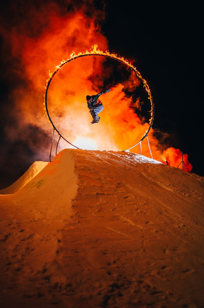 ski exhibition on fire show