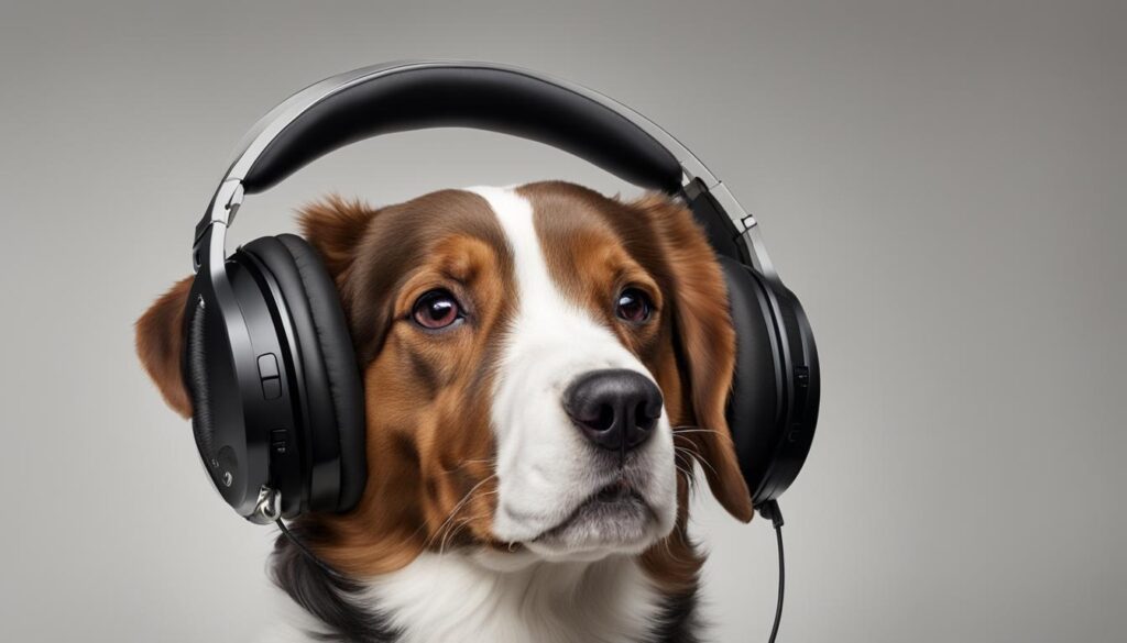 dog wearing noise cancelling headphones