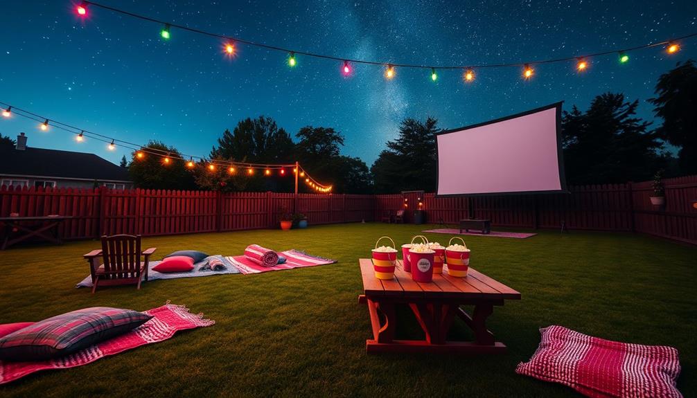 backyard drive in movie setup