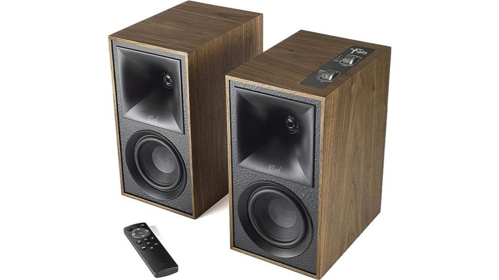 walnut hdmi arc powered speakers