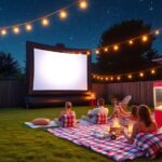 outdoor movie night setup