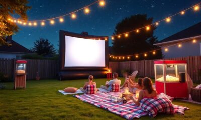 outdoor movie night setup