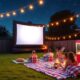 outdoor movie night setup