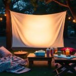 portable projector movie setup