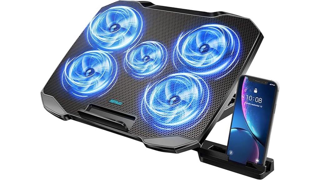 adjustable 5 fan laptop cooler