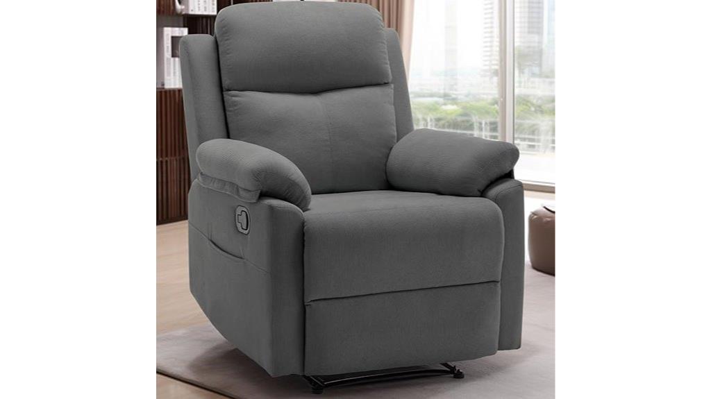 adult small recliner with pockets
