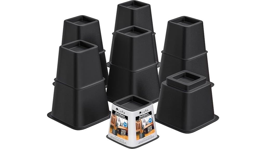 black adjustable furniture risers