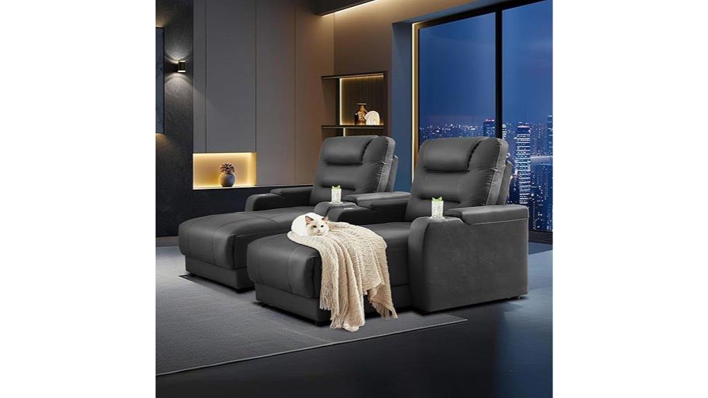black reclining loveseat with cupholders