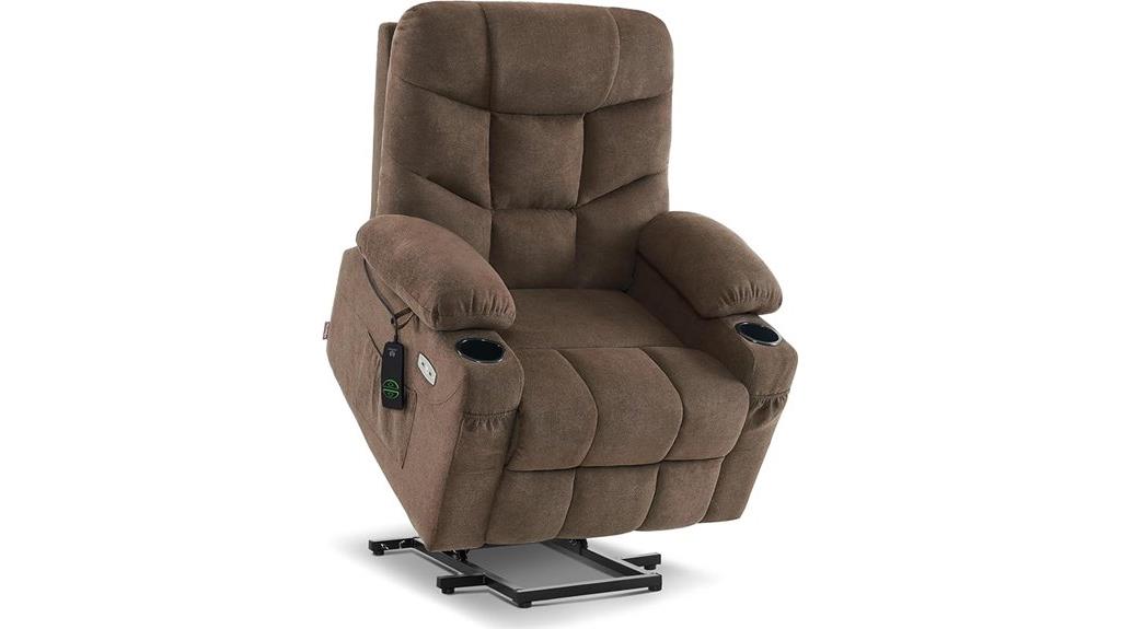 brown fabric power recliner