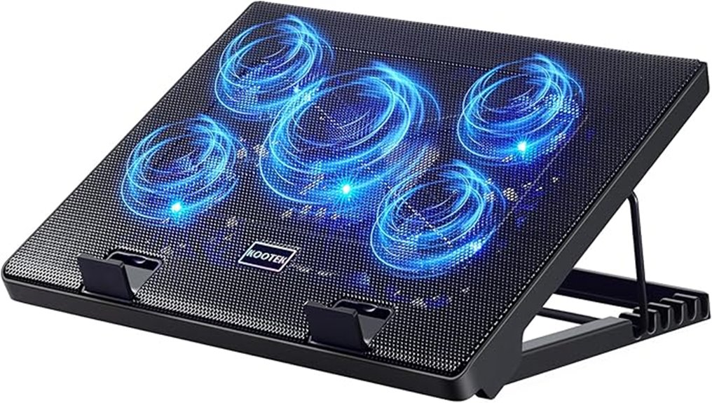five quiet fan laptop cooler
