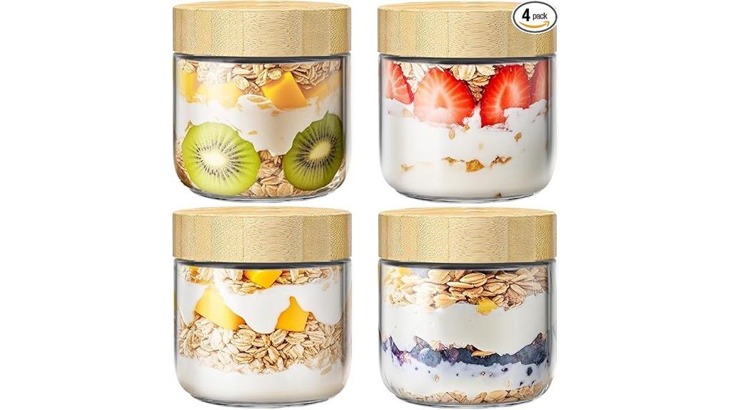 four 10oz glass containers