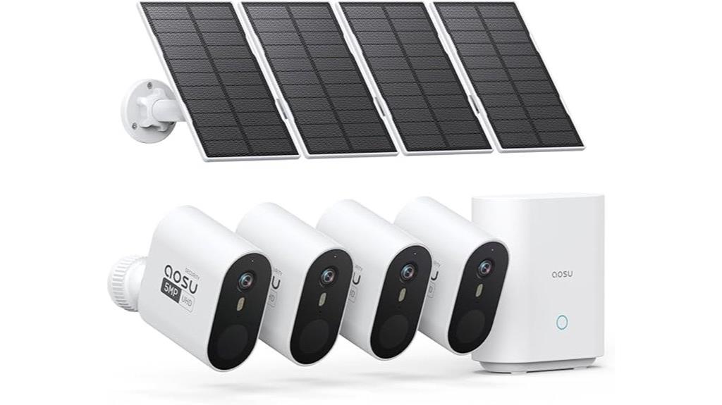 four camera solar security system