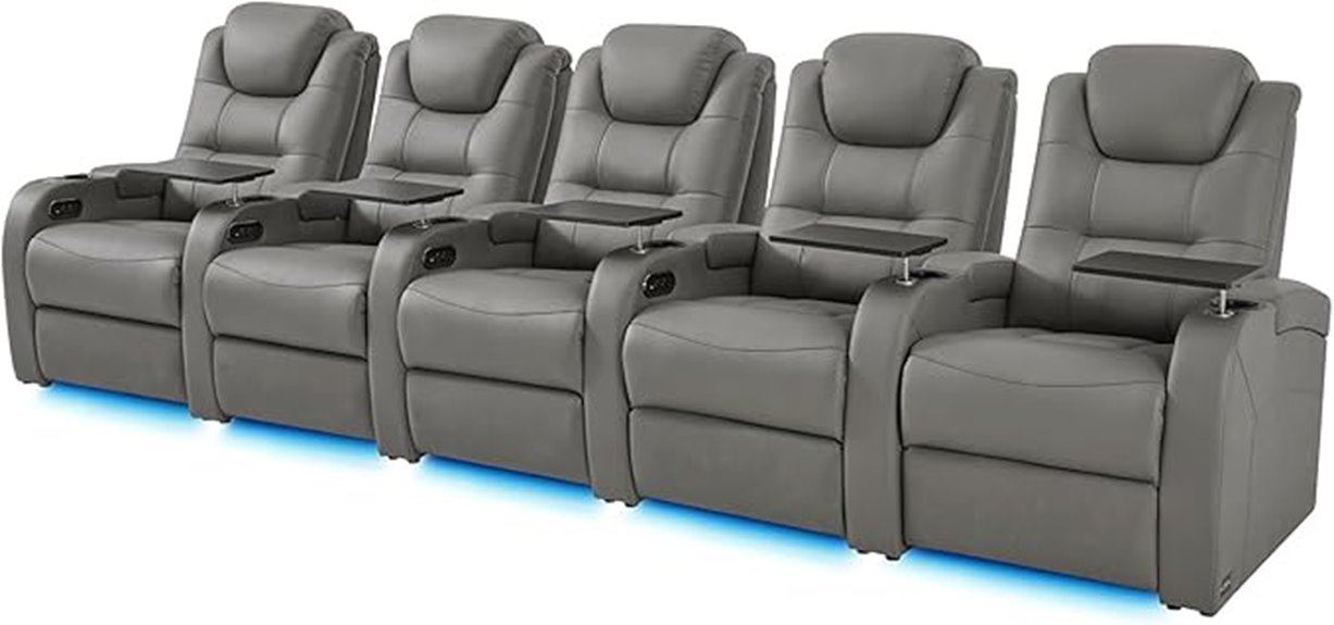 grey five piece recliner set