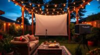 outdoor backyard movie setup