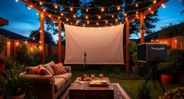 outdoor backyard movie setup
