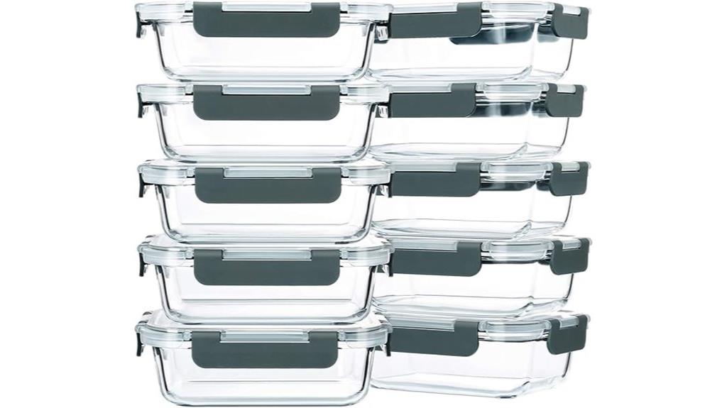 ten 22 oz glass containers