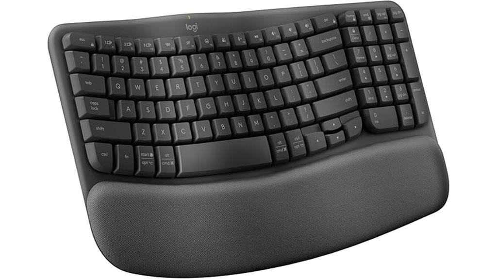 wireless ergonomic keyboard with palm rest