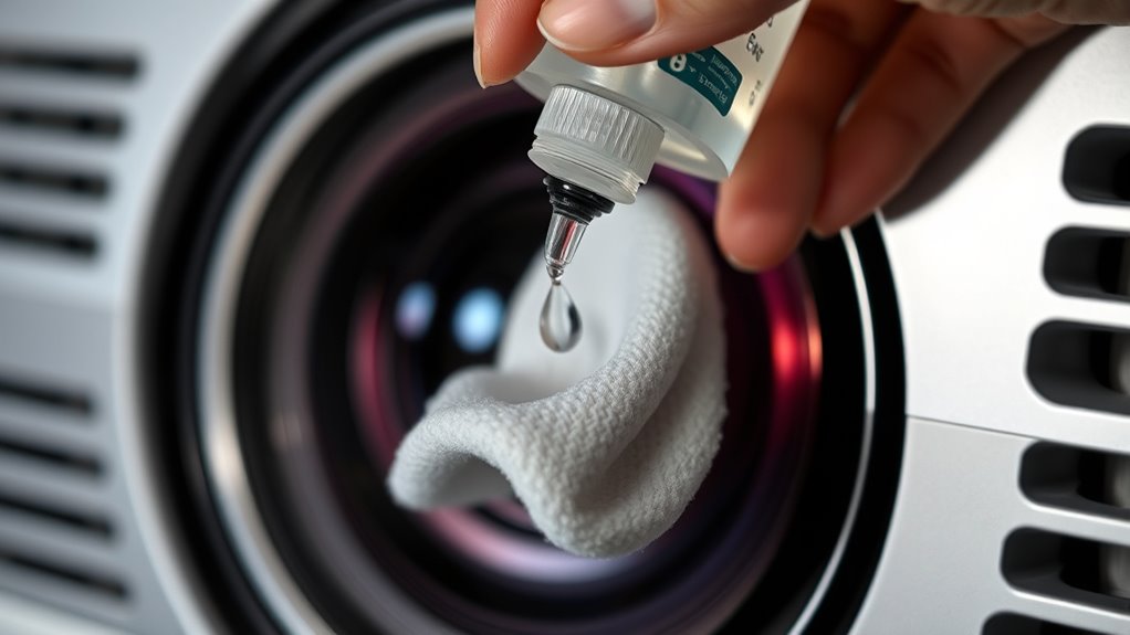 apply cleaning solution carefully