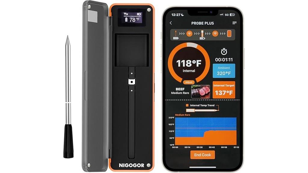 bluetooth enabled wireless meat thermometer