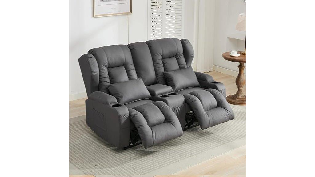 dark gray loveseat recliner