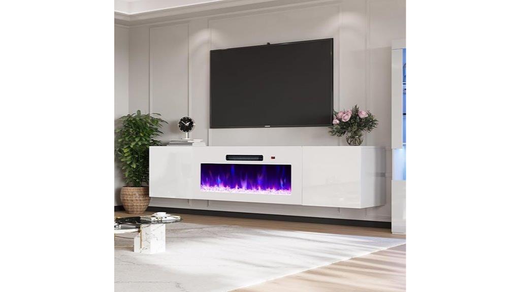 floating fireplace tv stand