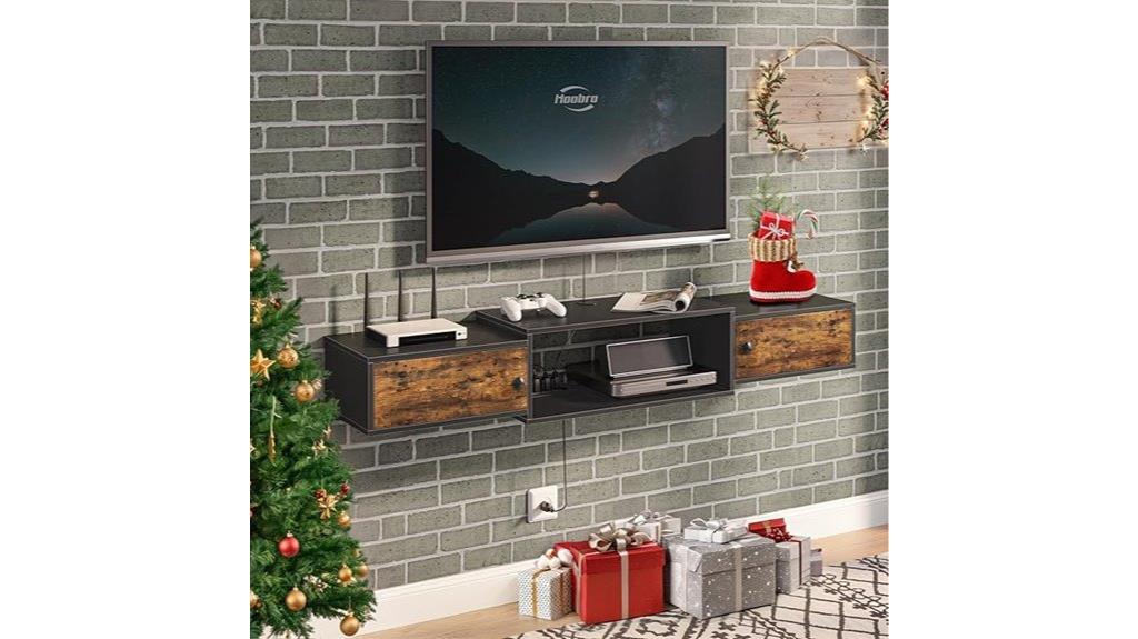 floating tv stand with outlets