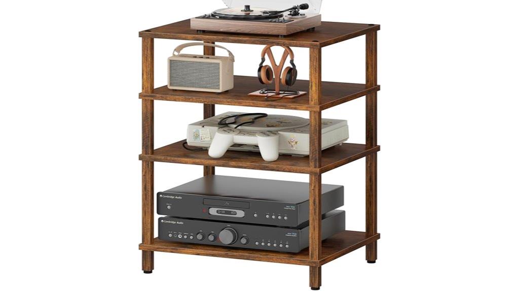 multi tier wooden media console