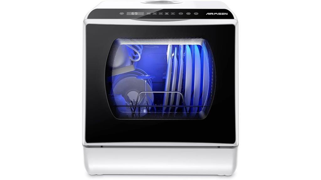 portable countertop dishwasher with five wash cycles