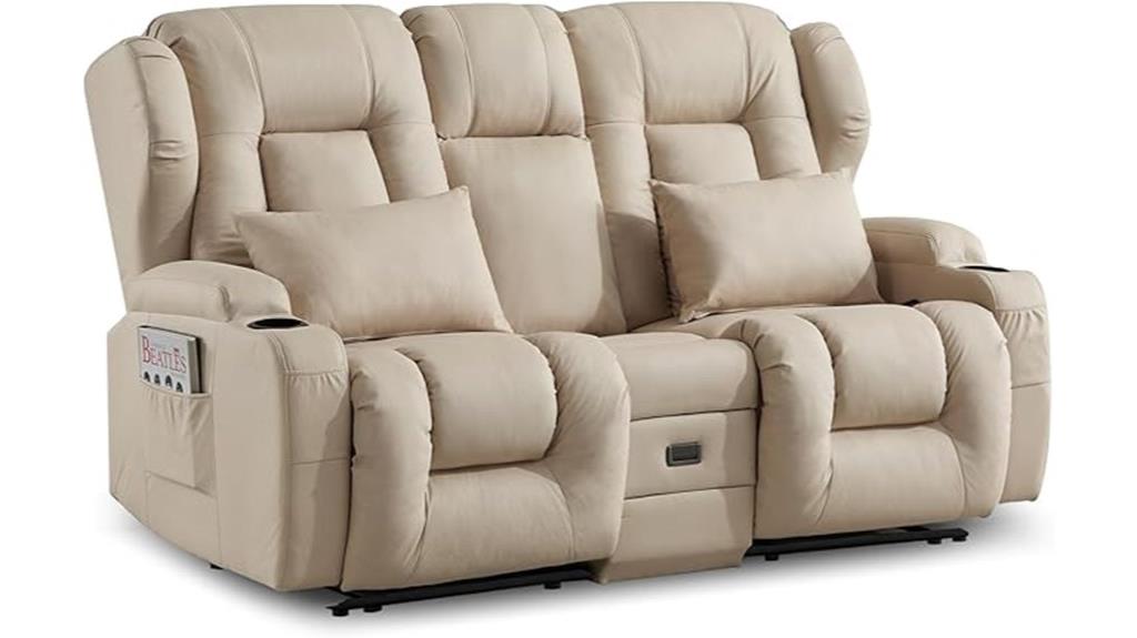 reclining sofa with console