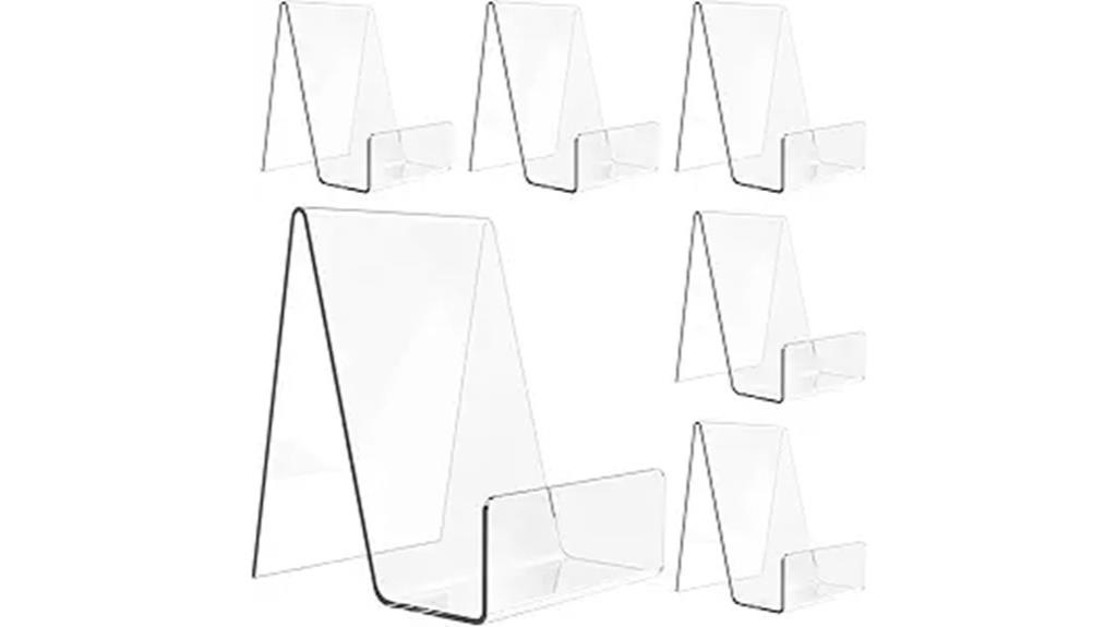 six clear acrylic stands