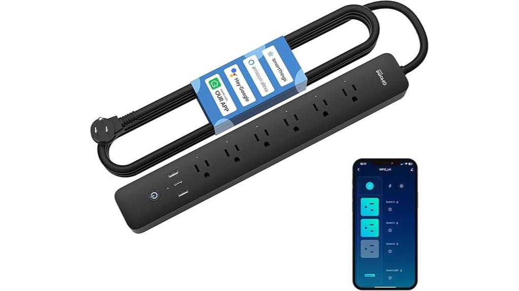 six outlet usb power strip
