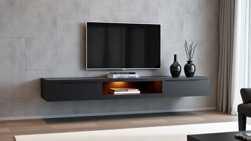 stylish floating media consoles