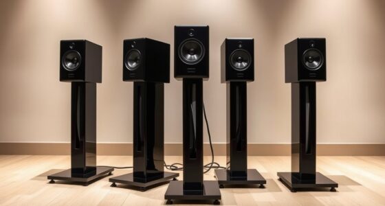 top speaker stands with cable management