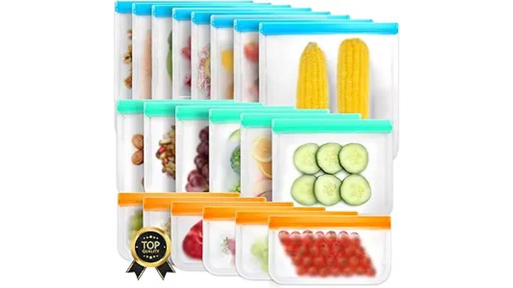 twenty reusable silicone freezer bags