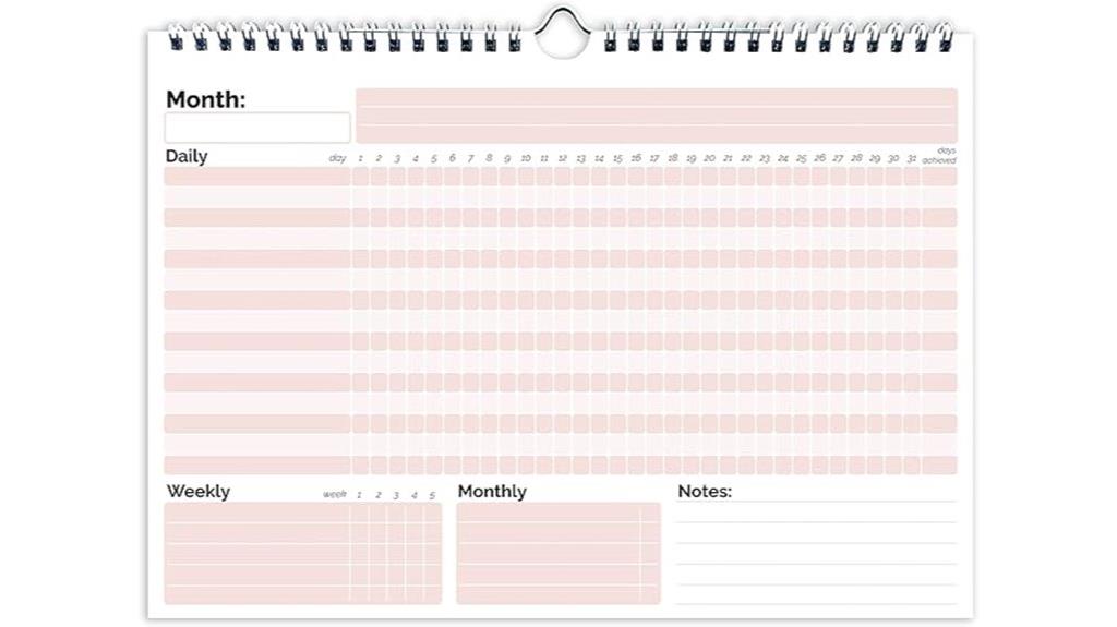 undated spiral habit calendar