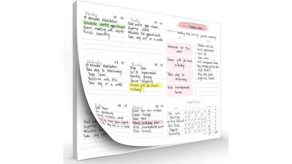 weekly planner with habit tracking
