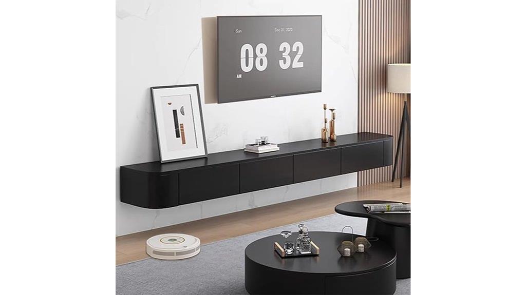 black floating wall tv stand