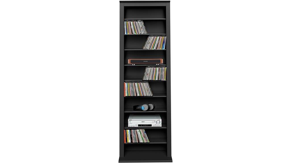 black narrow media cabinet