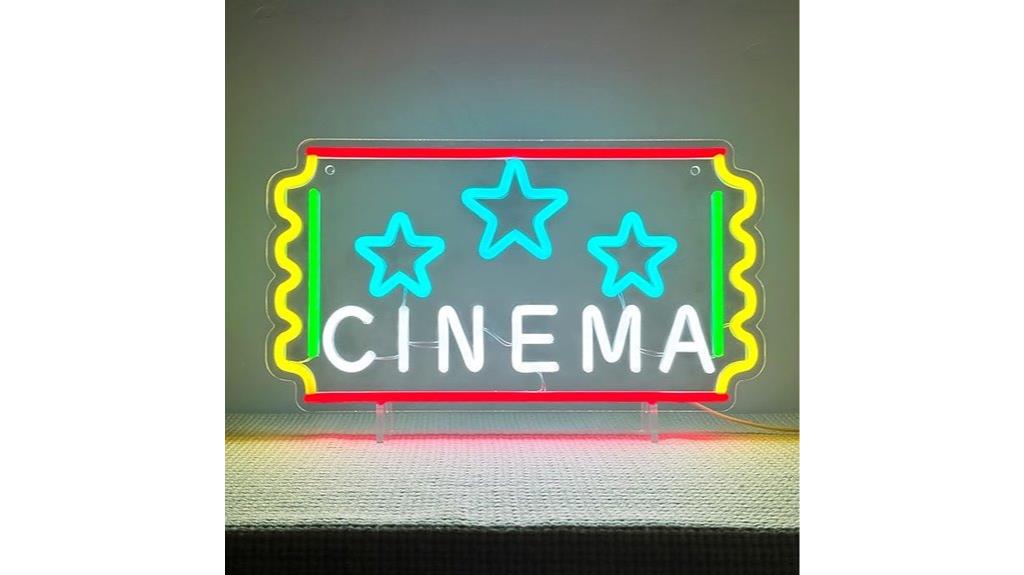 cinema neon ticket sign