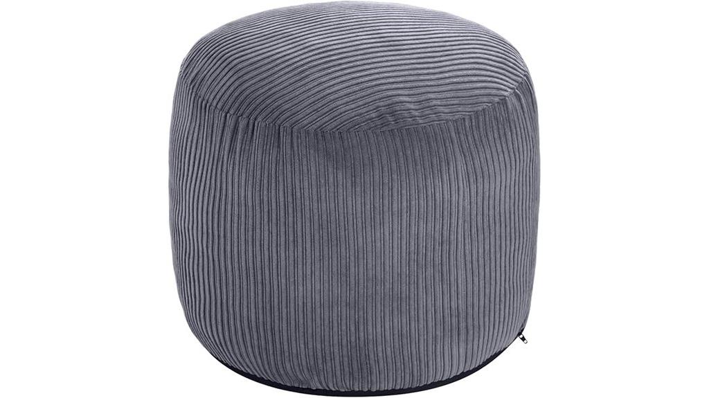 dark grey corduroy ottoman