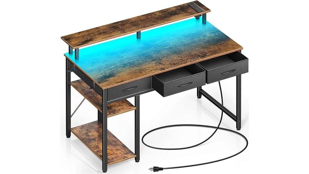 desk with power outlets