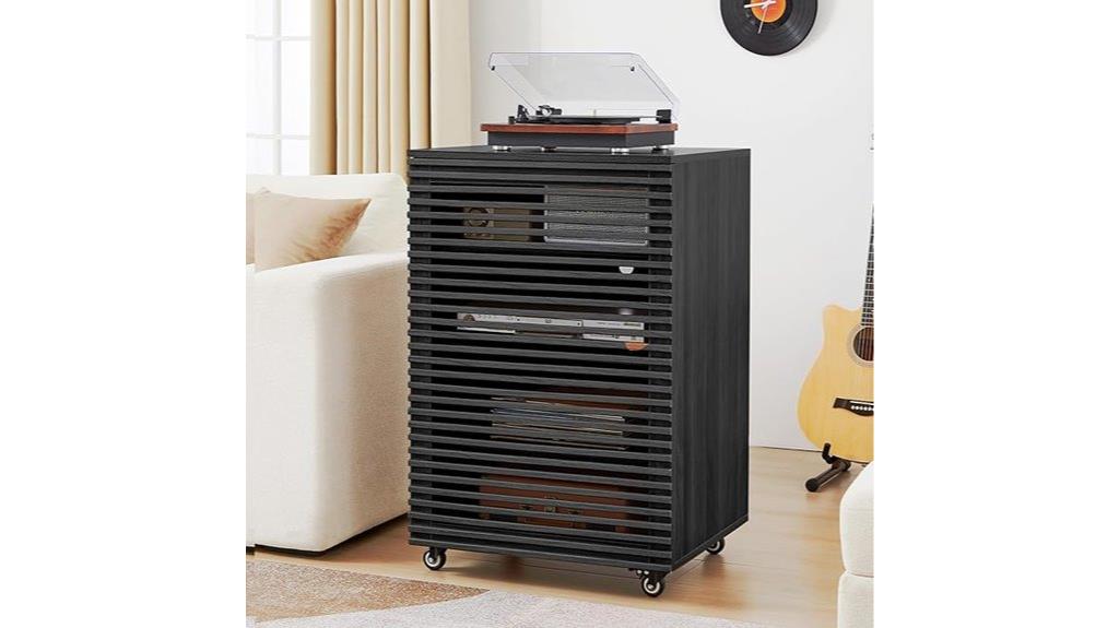 five tier media storage cabinet