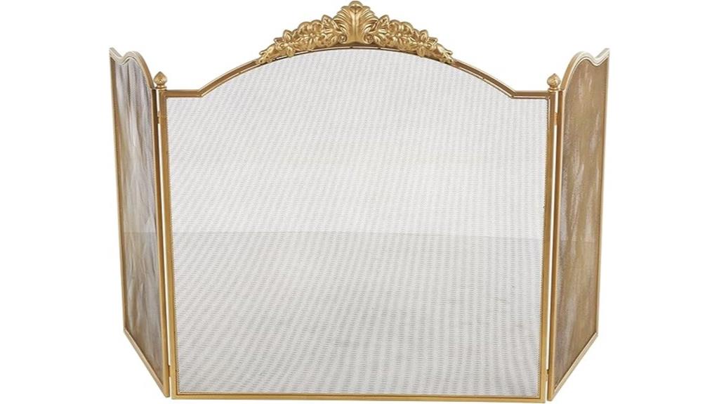 gold 3 panel floral screen