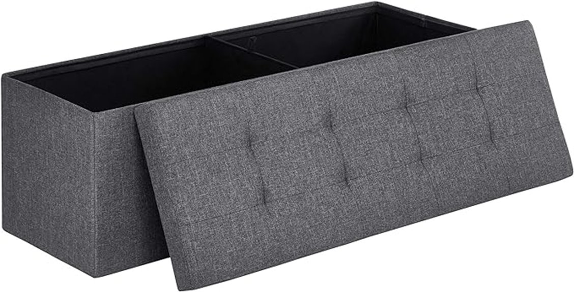 gray folding storage ottoman