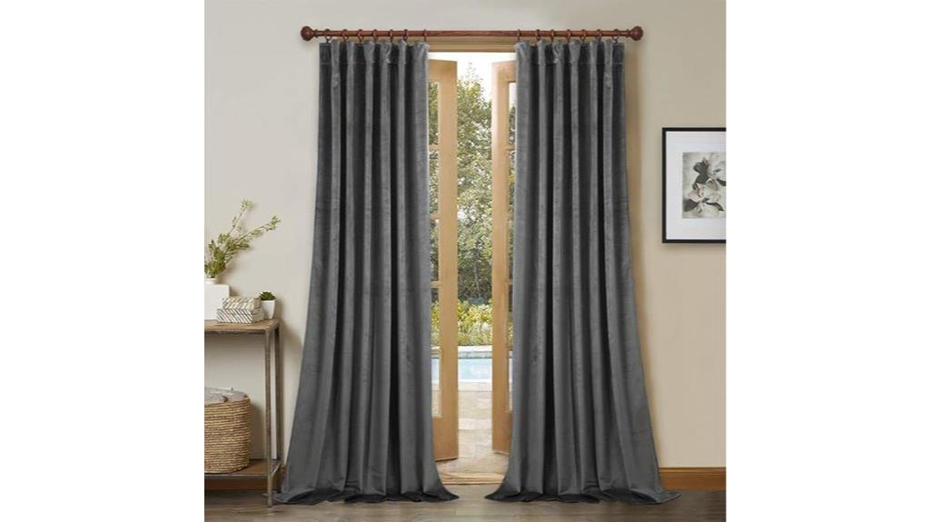 grey velvet blackout curtains