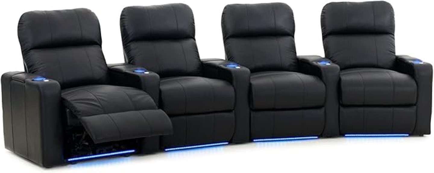 luxurious four seat leather theater
