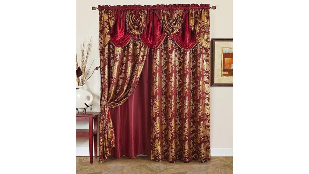 luxury burgundy gold curtains