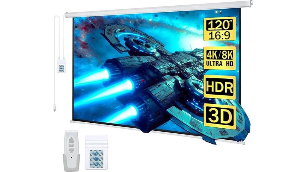 motorized white projector screen
