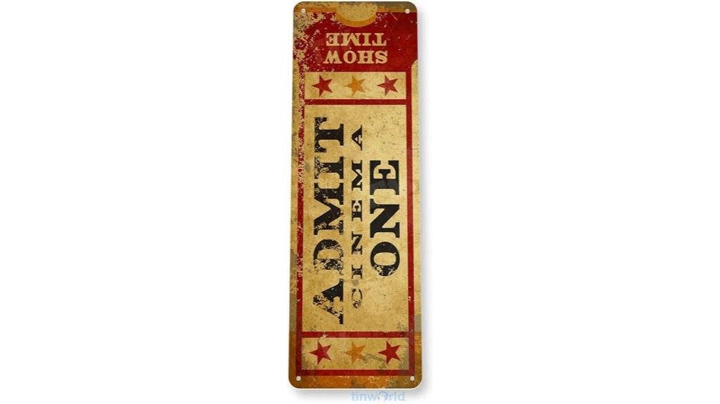 movie ticket admission sign
