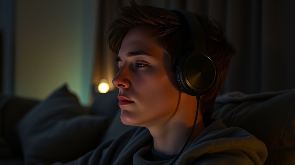 nighttime headphone movie watching